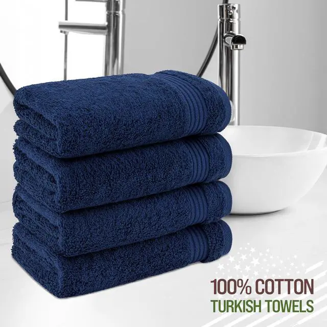 Alt view image 2 of 5 - Hand Towels for Bathroom Set of 4, 100% Cotton Turkish Hand Towel Sets, Soft Hand Face Towels, Navy Blue Hand Towels