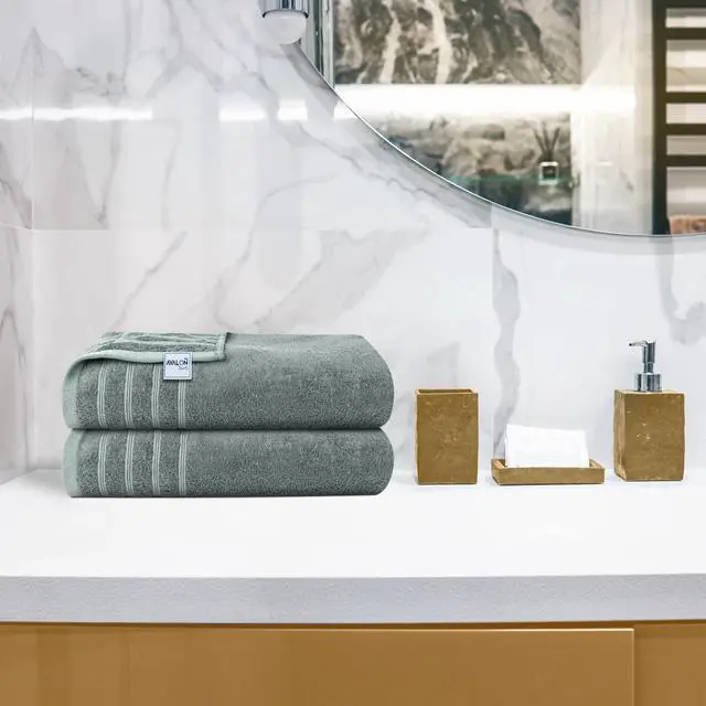 Alt view image 7 of 7 - Bath Towels Set of 4, Size 30 x 60 Inches - 60% Cotton, 40% Viscose Made from Bamboo, Soft and Absorbent, Quick Drying, Lightweight, Perfect for Daily Use