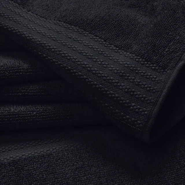 Alt view image 2 of 7 - Ultra Soft 8-Piece Towel Set - 100% Pure Ringspun Cotton, Contains 2 Oversized Bath Towels 27x54, 2 Hand Towels 16x28, 4 Wash Cloths 13x13 - Ideal for Everyday use, Hotel & Spa - Black
