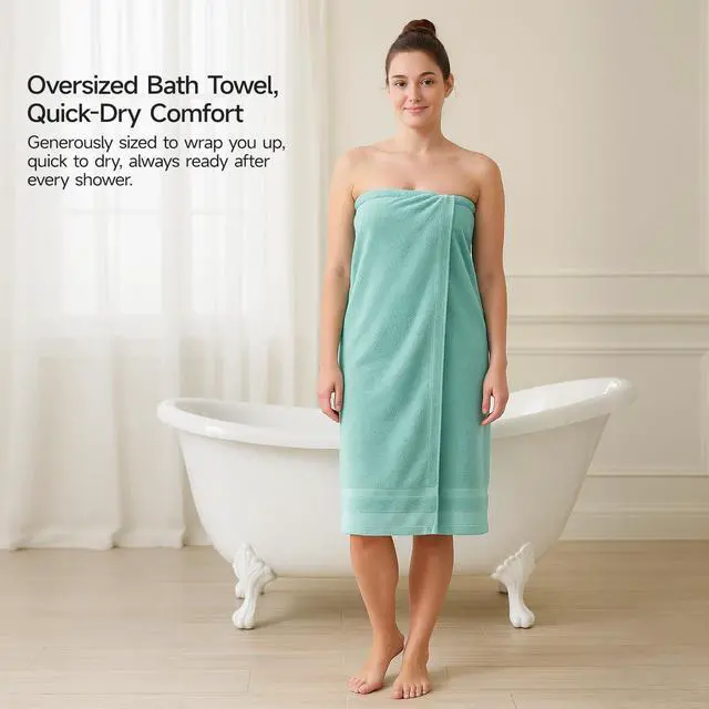 Alt view image 3 of 7 - 100% Cotton Bath Towels Set of 2, Oversized Bath Sheets 35 x 70 Inches, Soft & Absorbent Large Bathroom Towels, Quick Dry Cotton Towels for Bathroom, Gym, Spa, Pool & Family Use, Blue