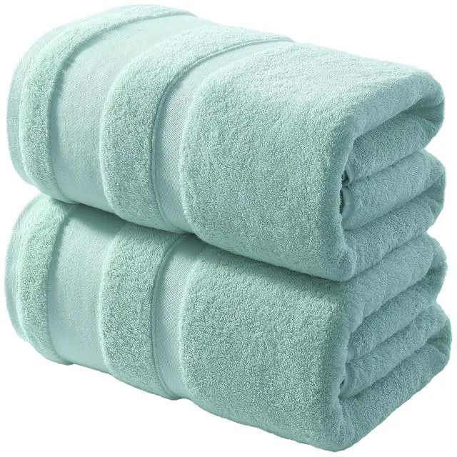 Main image of 100% Cotton Bath Towels Set of 2, Oversized Bath Sheets 35 x 70 Inches, Soft & Absorbent Large Bathroom Towels, Quick Dry Cotton Towels for Bathroom, Gym, Spa, Pool & Family Use, Blue