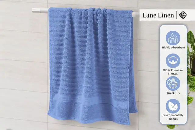 Alt view image 4 of 7 - Towel Set Soft Absorbent Quick Dry 100% Cotton 6 Piece - Allure | Bath Towel Set, Soft & Durable, Ring-Spun, Ideal for Spa & Home, with OEKO-TEX