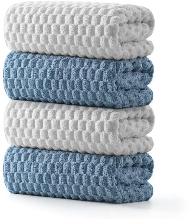 Main image of Microfiber Bath Towels of 4-27x55 Inches Bath Towel Large, Highly Absorbent Towels for Bathroom, Quick Drying, Super Soft, Lint Free Fluffy Shower Towel for Gym, SPA, Gray, Blue