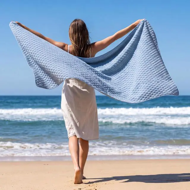 Alt view image 6 of 7 - Microfiber Bath Towels of 4-27x55 Inches Bath Towel Large, Highly Absorbent Towels for Bathroom, Quick Drying, Super Soft, Lint Free Fluffy Shower Towel for Gym, SPA, Gray, Blue