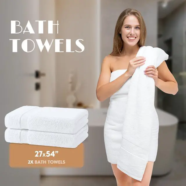 Alt view image 4 of 7 - White Bath Towel Set of 6 - 100% Cotton Highly Absorbent Towels for Bathroom, 2 Luxury Bath Towels 650GSM, 2 Hand Towels, 2 Washcloths