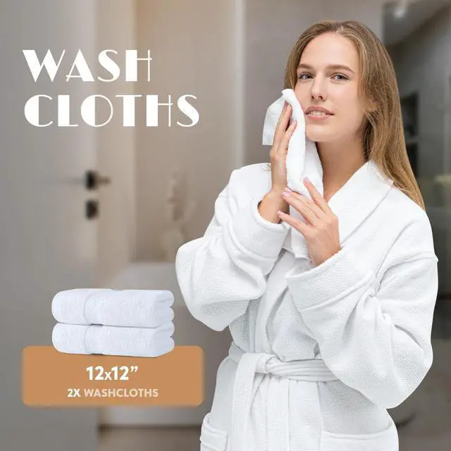 Alt view image 6 of 7 - White Bath Towel Set of 6 - 100% Cotton Highly Absorbent Towels for Bathroom, 2 Luxury Bath Towels 650GSM, 2 Hand Towels, 2 Washcloths