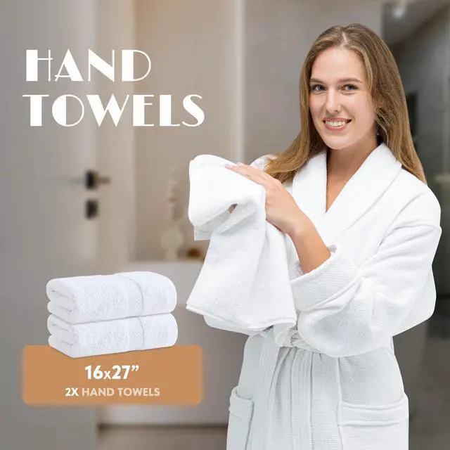 Alt view image 5 of 7 - White Bath Towel Set of 6 - 100% Cotton Highly Absorbent Towels for Bathroom, 2 Luxury Bath Towels 650GSM, 2 Hand Towels, 2 Washcloths