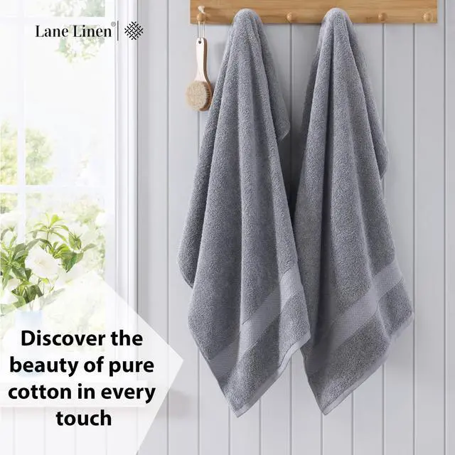 Alt view image 3 of 7 - Bath Sheets 100% Cotton 2 Pack Oversized Soft - Grey | Bathroom Towel Set, Soft & Absorbent, Ring-Spun, Ideal for Home & Guests, with OEKO-TEX
