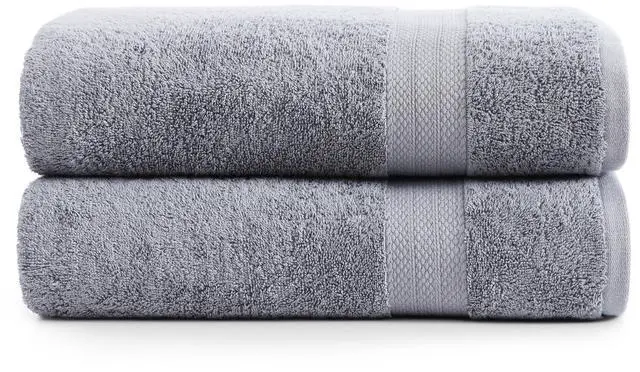 Main image of Bath Sheets 100% Cotton 2 Pack Oversized Soft - Grey | Bathroom Towel Set, Soft & Absorbent, Ring-Spun, Ideal for Home & Guests, with OEKO-TEX