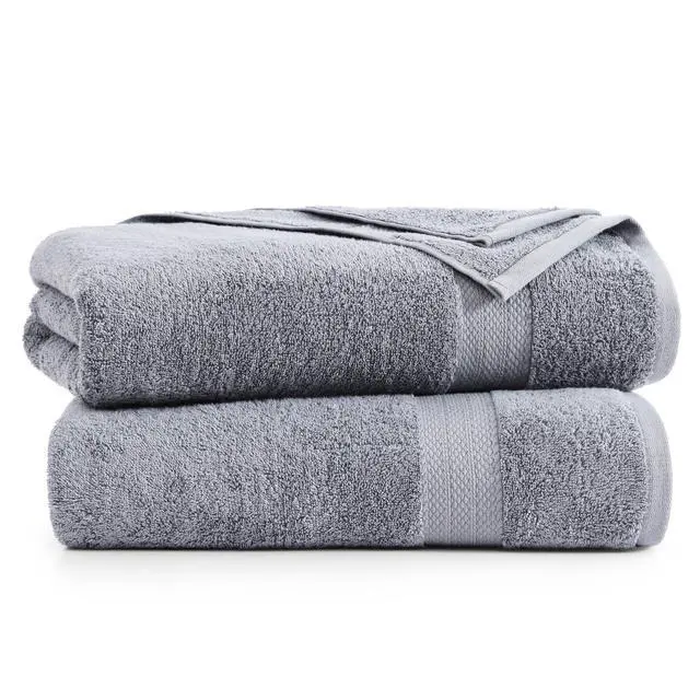 Alt view image 2 of 7 - Bath Sheets 100% Cotton 2 Pack Oversized Soft - Grey | Bathroom Towel Set, Soft & Absorbent, Ring-Spun, Ideal for Home & Guests, with OEKO-TEX