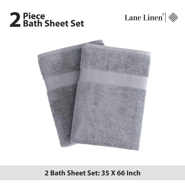 Alt view image 5 of 7 - Bath Sheets 100% Cotton 2 Pack Oversized Soft - Grey | Bathroom Towel Set, Soft & Absorbent, Ring-Spun, Ideal for Home & Guests, with OEKO-TEX