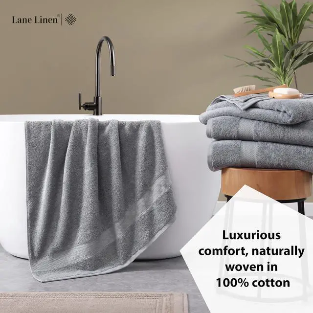 Alt view image 4 of 7 - Bath Sheets 100% Cotton 2 Pack Oversized Soft - Grey | Bathroom Towel Set, Soft & Absorbent, Ring-Spun, Ideal for Home & Guests, with OEKO-TEX