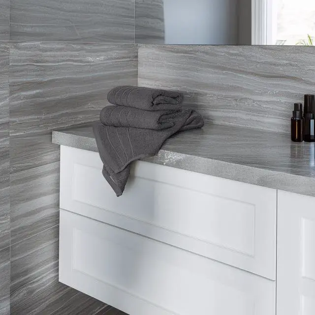 Alt view image 2 of 7 - 6 Piece Hand Towels Set 16 x 28 Inches, Dark Grey | 100% Cotton, Lighter Weight, Quick to Dry, 16 x 28 Inches, Super Soft & Absorbent, Perfect for Bathroom & Kitchen