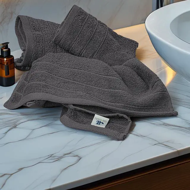 Alt view image 3 of 7 - 6 Piece Hand Towels Set 16 x 28 Inches, Dark Grey | 100% Cotton, Lighter Weight, Quick to Dry, 16 x 28 Inches, Super Soft & Absorbent, Perfect for Bathroom & Kitchen