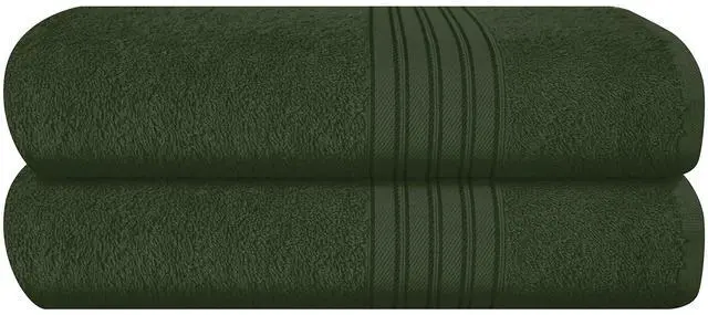 Main image of 100% Cotton 2 Pack Bath Towel Set 28x55, Eco-Friendly Large Bath Towels, Compact Quickdry Lightweight Soft & Highly Absorbent Bath Towel, Ideal for Everyday Gym Travel Camp Pool - Olive Green
