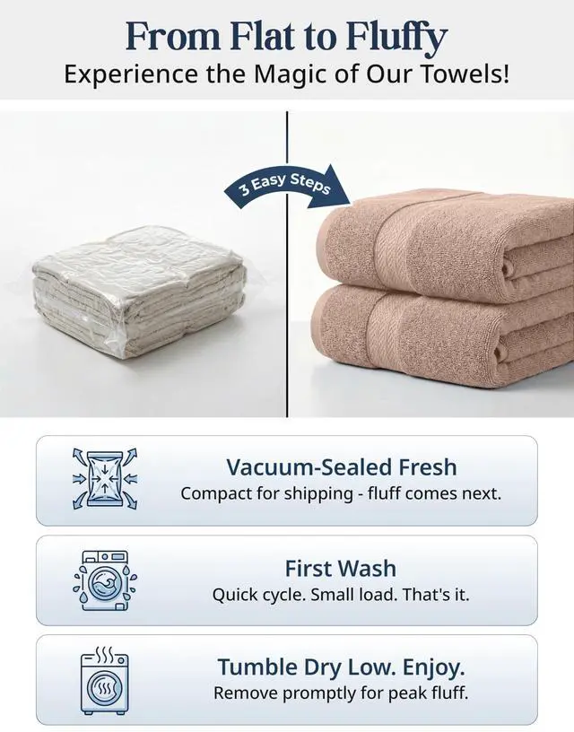 Alt view image 3 of 7 - Bath Towel Set Quick Dry 100% Cotton 6 Piece Soft - Taupe | Towels for the Bath, Absorbent & Durable, Ring-Spun, Ideal for Home & Spa, with OEKO-TEX