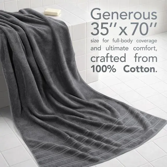 Alt view image 2 of 7 - 100% Cotton Luxury Turkish Towels, 35x70 XL Bath Sheet | Soft Absorbent Quick Dry OEKO Tex Standard 100 Certificated Durable Machine Washable Premium Hotel Quality