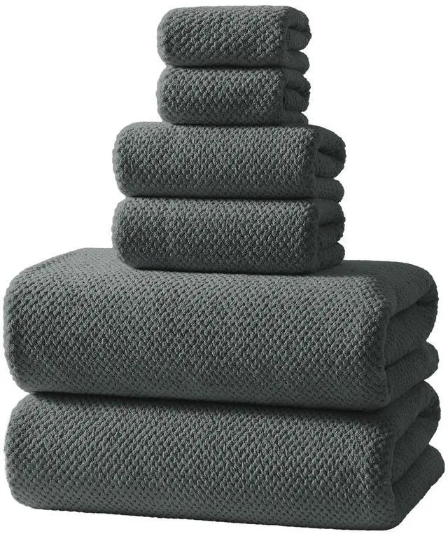 Main image of Soft 6 Piece Bath Towels Set, 2 Large Bath Towel Sheet, 2 Hand Towels, 2 Washcloths, Highly Absorbent, Quick Dry, Lightweight Towel Sets Collection, Premium Gray Towels for Bathroom, Gym & Spa