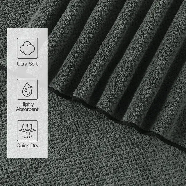 Alt view image 4 of 7 - Soft 6 Piece Bath Towels Set, 2 Large Bath Towel Sheet, 2 Hand Towels, 2 Washcloths, Highly Absorbent, Quick Dry, Lightweight Towel Sets Collection, Premium Gray Towels for Bathroom, Gym & Spa