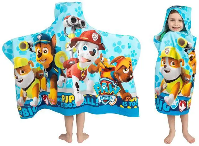 Main image of Paw Patrol Blue Bath/Pool/Beach Soft Cotton Terry Hooded Towel Wrap, 24" x 50", By Franco Kids