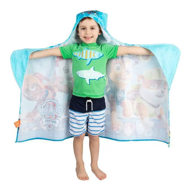Alt view image 2 of 6 - Paw Patrol Blue Bath/Pool/Beach Soft Cotton Terry Hooded Towel Wrap, 24" x 50", By Franco Kids