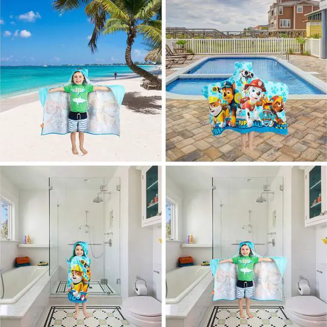 Alt view image 6 of 6 - Paw Patrol Blue Bath/Pool/Beach Soft Cotton Terry Hooded Towel Wrap, 24" x 50", By Franco Kids