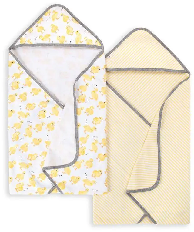 Main image of Infant Hooded Towels, Unisex Bath Essentials, 2-Pack | Soft and absorbent knit terry 100% organic cotton baby hooded towel that is durable and soft, measures 29" x 29"