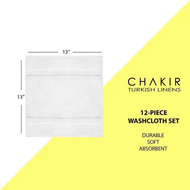 Alt view image 5 of 5 - Hotel & Spa Quality 100% Cotton Premium Turkish Towels | Soft & Absorbent (12-Piece Washcloths, White) Premium Cotton Turkish Washcloths, 12-Pack 13x13, Oeko-Tex Certified, Soft Absorbent Face Towels