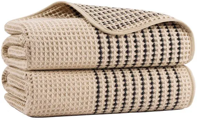 Main image of New Microfiber Waffle Bath Towels, 2 Pieces, Soft, Absorbent, Fast Drying, Lint Free 430 GSM (30''x60''/76cm x 152cm)