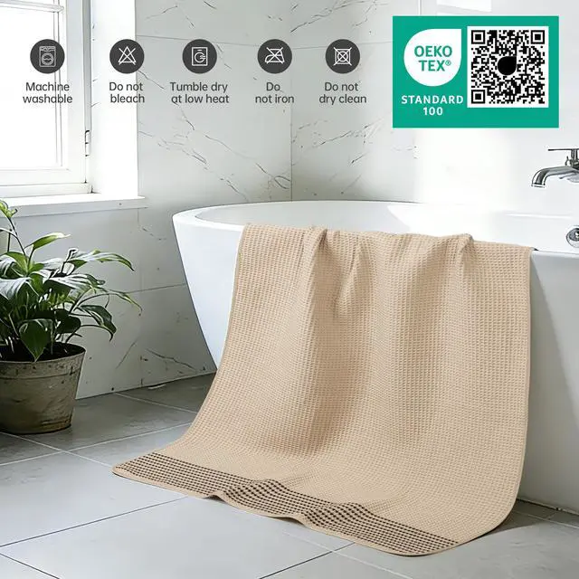 Alt view image 5 of 7 - New Microfiber Waffle Bath Towels, 2 Pieces, Soft, Absorbent, Fast Drying, Lint Free 430 GSM (30''x60''/76cm x 152cm)