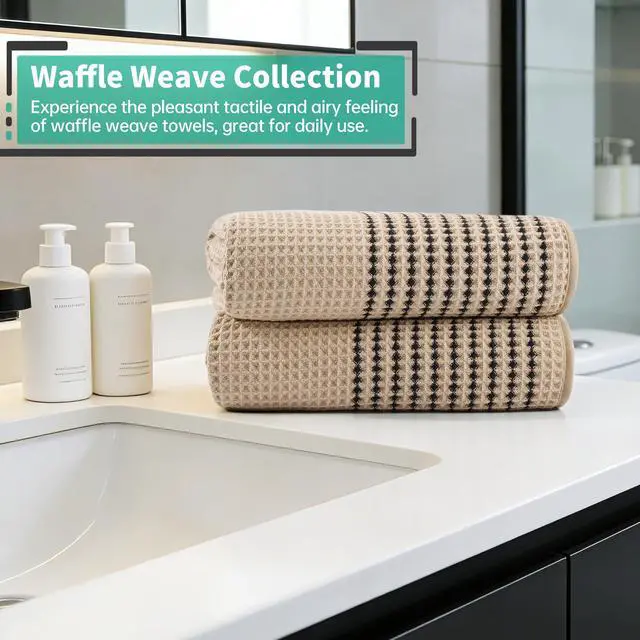 Alt view image 6 of 7 - New Microfiber Waffle Bath Towels, 2 Pieces, Soft, Absorbent, Fast Drying, Lint Free 430 GSM (30''x60''/76cm x 152cm)
