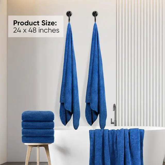 Alt view image 2 of 7 - 6PK Bath Towel Set, 24x48 in, Absorbent&Quick Dry Towels for Hotel | Ultra Soft, Lightweight Towels for Bathroom, Spa and Beauty Parlor, Blue