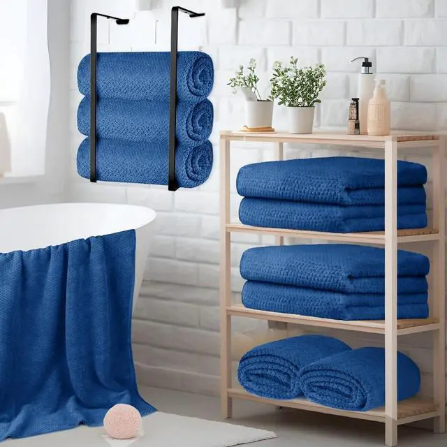 Alt view image 6 of 7 - 6PK Bath Towel Set, 24x48 in, Absorbent&Quick Dry Towels for Hotel | Ultra Soft, Lightweight Towels for Bathroom, Spa and Beauty Parlor, Blue