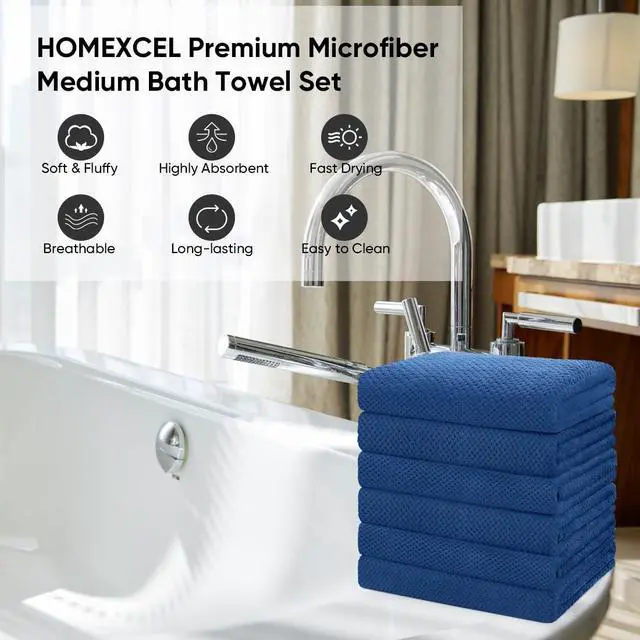 Alt view image 4 of 7 - 6PK Bath Towel Set, 24x48 in, Absorbent&Quick Dry Towels for Hotel | Ultra Soft, Lightweight Towels for Bathroom, Spa and Beauty Parlor, Blue