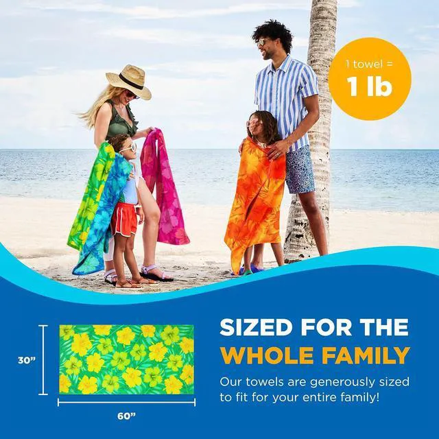 Alt view image 5 of 7 - Kaufman - Colorful Hibiscus Beach Towels | 100% Cotton with Ends Hemmed | 30" x 60" | Colorful Soft & Absorbent Pool Towels for Adults and Kids | Fiber Reactive | 4 Pack