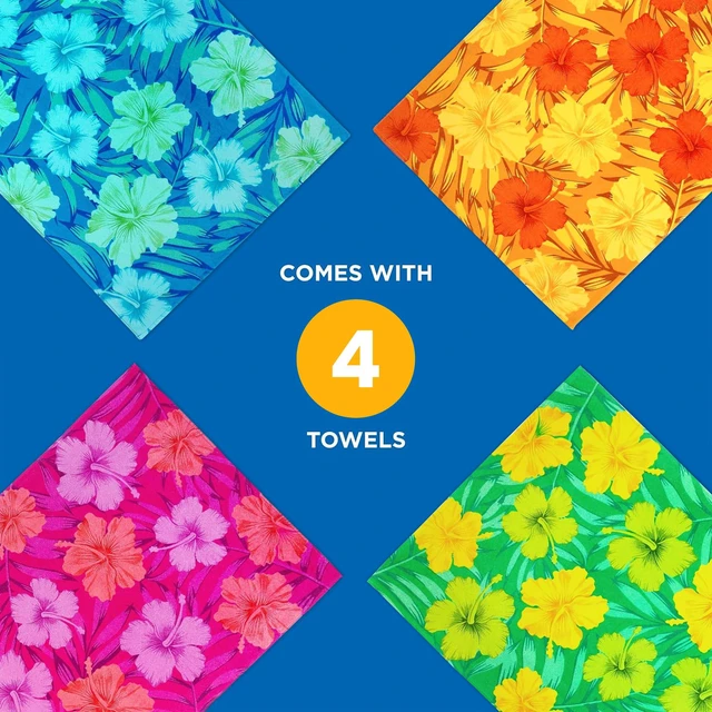 Alt view image 6 of 7 - Kaufman - Colorful Hibiscus Beach Towels | 100% Cotton with Ends Hemmed | 30" x 60" | Colorful Soft & Absorbent Pool Towels for Adults and Kids | Fiber Reactive | 4 Pack