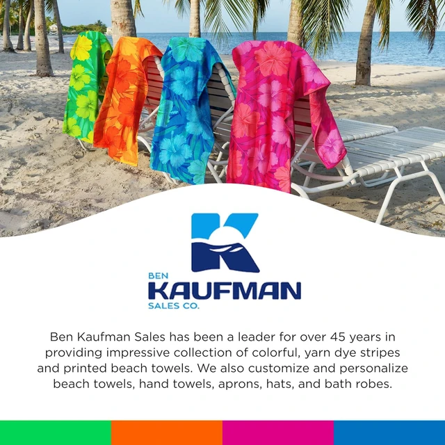 Alt view image 7 of 7 - Kaufman - Colorful Hibiscus Beach Towels | 100% Cotton with Ends Hemmed | 30" x 60" | Colorful Soft & Absorbent Pool Towels for Adults and Kids | Fiber Reactive | 4 Pack