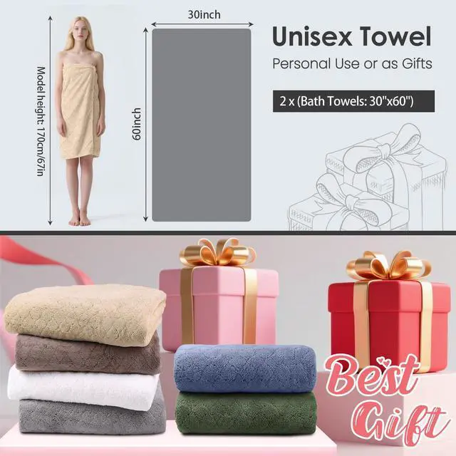 Alt view image 3 of 7 - Microfiber Bath Towels, Coral Fleece - Camel, 30 in x 60 in | Hanging Loop, Super Soft, Absorbent, Lint Free, Fade Resistant, Lightweight, Quick Dry, Use for SPA , Sauna, Salon Hair Wrap