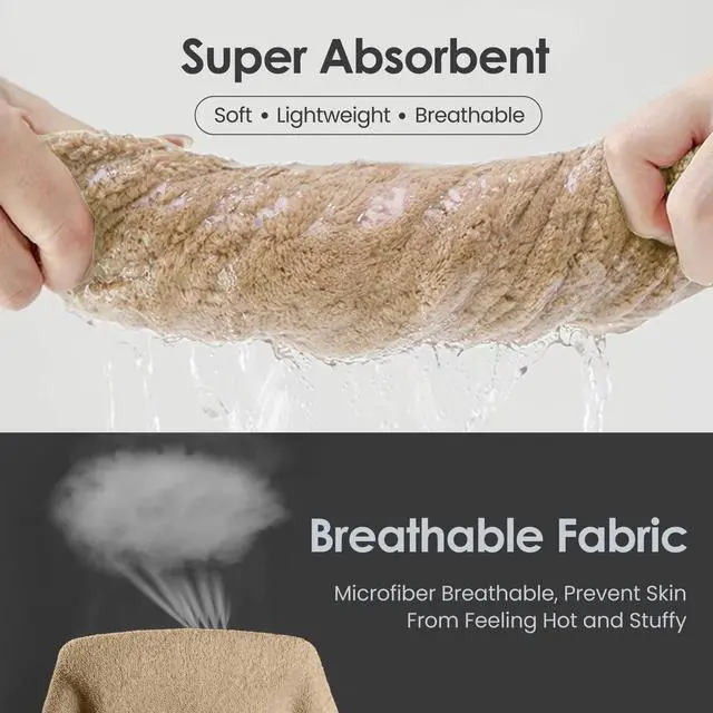 Alt view image 5 of 7 - Microfiber Bath Towels, Coral Fleece - Camel, 30 in x 60 in | Hanging Loop, Super Soft, Absorbent, Lint Free, Fade Resistant, Lightweight, Quick Dry, Use for SPA , Sauna, Salon Hair Wrap