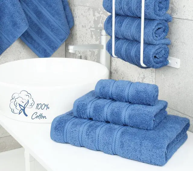 Alt view image 2 of 7 - 100% Cotton Luxury Turkish Towels, 3 Piece Towel Set | Soft Absorbent Quick Dry OEKO Tex Standard 100 Certificated Durable Machine Washable Premium Hotel Quality