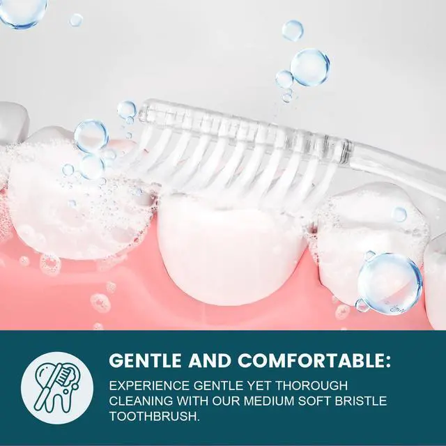 Alt view image 4 of 7 - 100 PCS Disposable Toothbrush with Toothpaste Bulk, Travel Toothbrush Set | Travel Toothbrushes with Toothpaste, Medium Soft Bristle, Ergonomics Handle, Perfect for Travel Hotel Donation