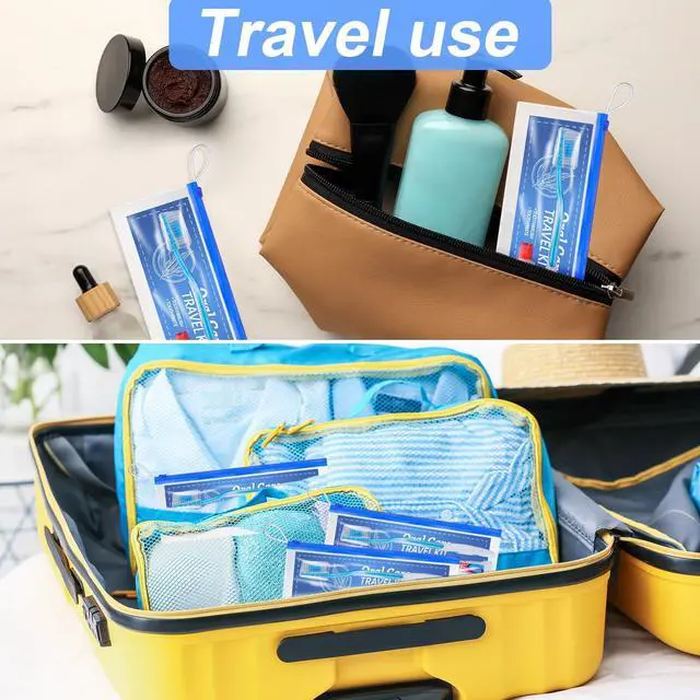 Alt view image 4 of 6 - 30 Set Travel Toothbrush Kit with Toothpaste, Cover, Resealable | Bulk travel kit, soft bristles, toothbrush cover included, resealable portable bag, reusable for guests homeless