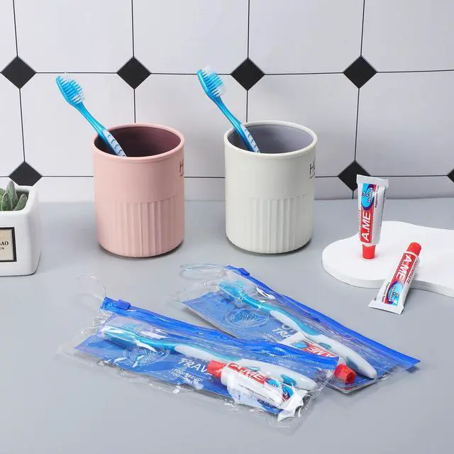 Alt view image 5 of 6 - 30 Set Travel Toothbrush Kit with Toothpaste, Cover, Resealable | Bulk travel kit, soft bristles, toothbrush cover included, resealable portable bag, reusable for guests homeless