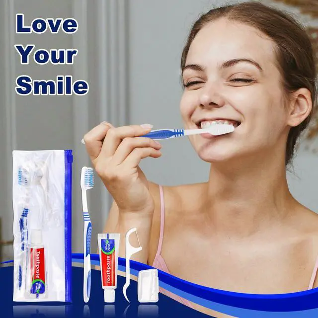 Alt view image 3 of 7 - 30 Disposable Toothbrushes with Toothpaste Set, Travel Kit Plastic Zip Bag,Toothbrush Head Cover, Bulk Toothbrush for Homeless,Travel,Hotel,Guest