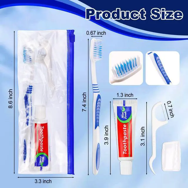 Alt view image 4 of 7 - 30 Disposable Toothbrushes with Toothpaste Set, Travel Kit Plastic Zip Bag,Toothbrush Head Cover, Bulk Toothbrush for Homeless,Travel,Hotel,Guest