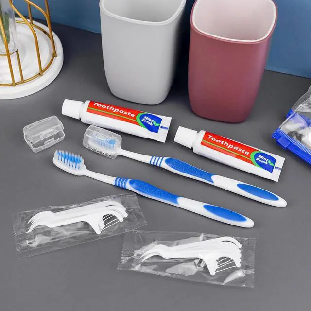 Alt view image 5 of 7 - 30 Disposable Toothbrushes with Toothpaste Set, Travel Kit Plastic Zip Bag,Toothbrush Head Cover, Bulk Toothbrush for Homeless,Travel,Hotel,Guest