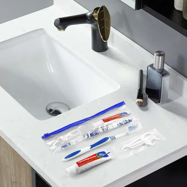 Alt view image 6 of 7 - 30 Disposable Toothbrushes with Toothpaste Set, Travel Kit Plastic Zip Bag,Toothbrush Head Cover, Bulk Toothbrush for Homeless,Travel,Hotel,Guest