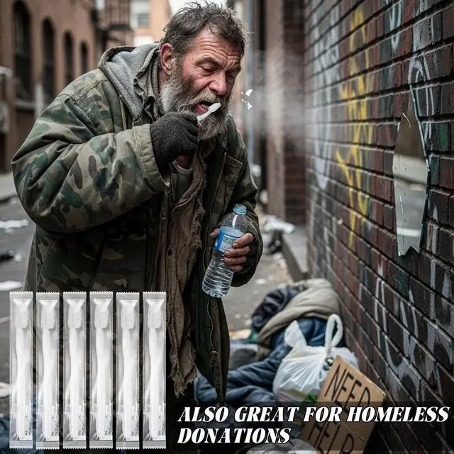Alt view image 4 of 6 - 100 Sets Travel Kit Toothbrush with Toothpaste and Dental Floss Travel Toothbrush Set Individually Wrapped Toothpaste Bulk Homeless Care Package Supply for Homeless Hotel Shelter Charity