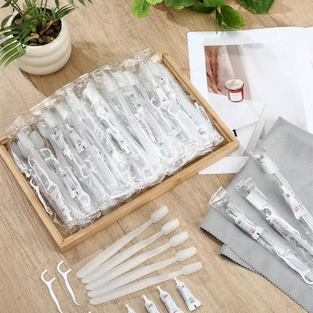 Alt view image 6 of 6 - 100 Sets Travel Kit Toothbrush with Toothpaste and Dental Floss Travel Toothbrush Set Individually Wrapped Toothpaste Bulk Homeless Care Package Supply for Homeless Hotel Shelter Charity