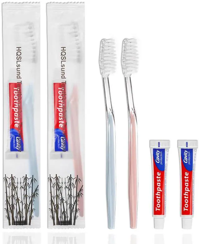 Main image of 30 pcs Disposable Toothbrushes with Toothpaste Individually Wrapped | Bulk Toothbrush and Toothpaste 10g for Homeless, Shelter, AirBnb, Hotel, 2 Colors